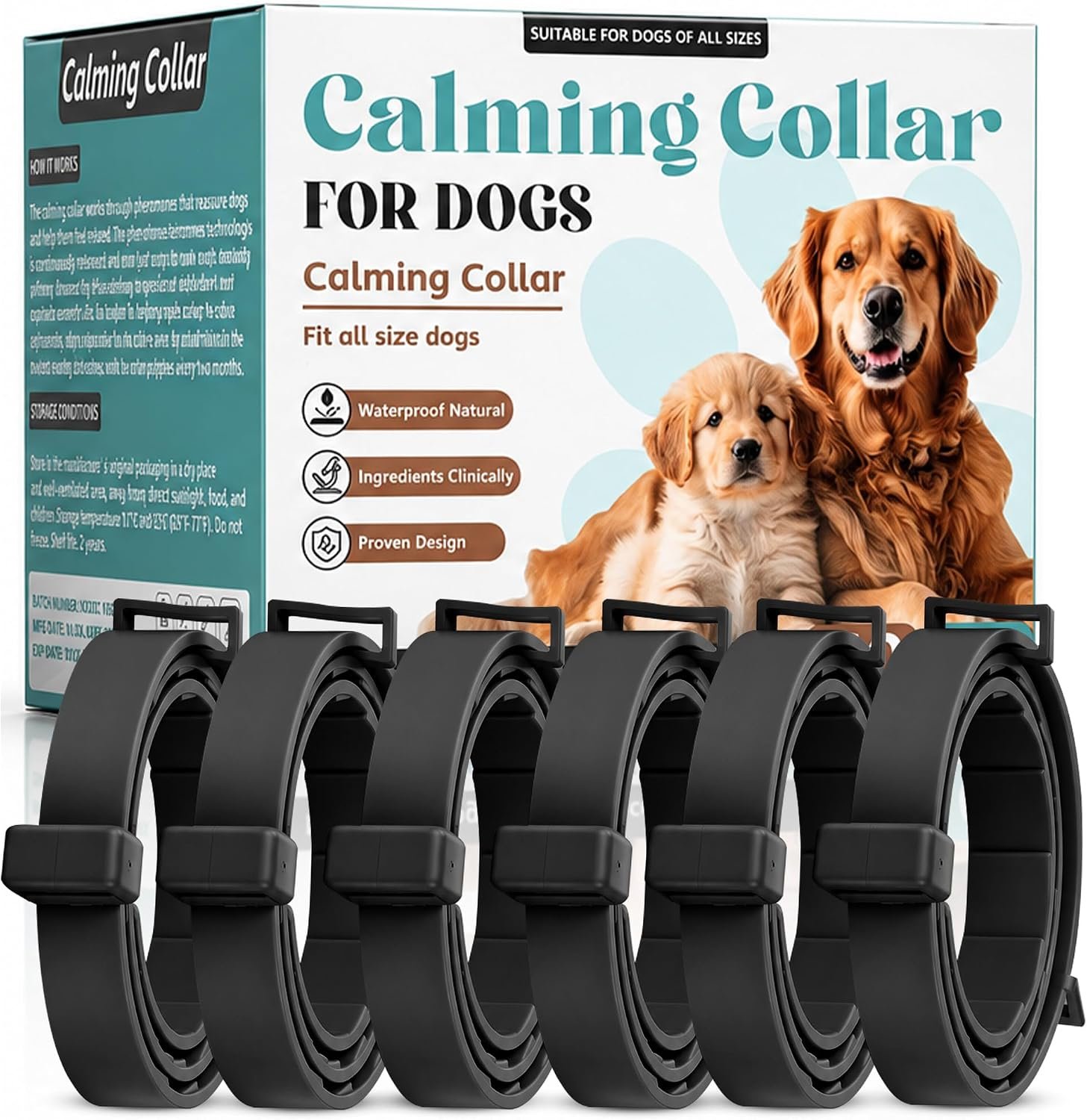 Calming Collar for Dogs – 6 Pack Pheromone Dog Anxiety Collar Calming Collar for Dogs – 6 Pack Pheromone Dog Anxiety Collar