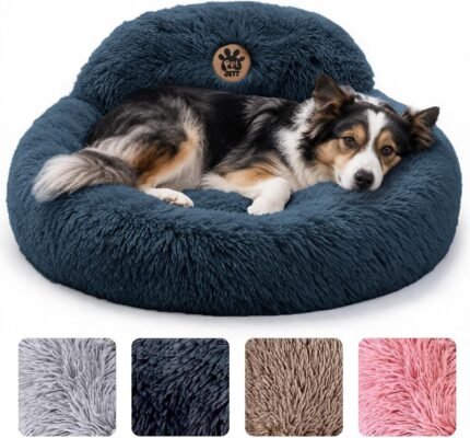 Calming Dog Bed Medium Size Dog – 30” Donut Bed, Washable Dog Bed – Soft