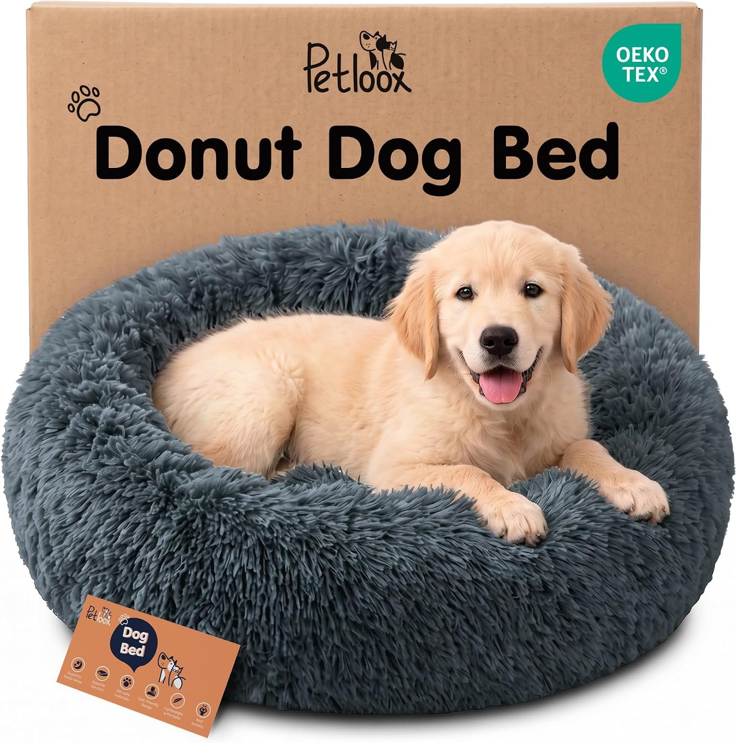 Calming Donut Dog Bed for Small Dogs, Round Dog Bed for Medium & Large Dogs Calming Donut Dog Bed for Small Dogs, Round Dog Bed for Medium & Large Dogs