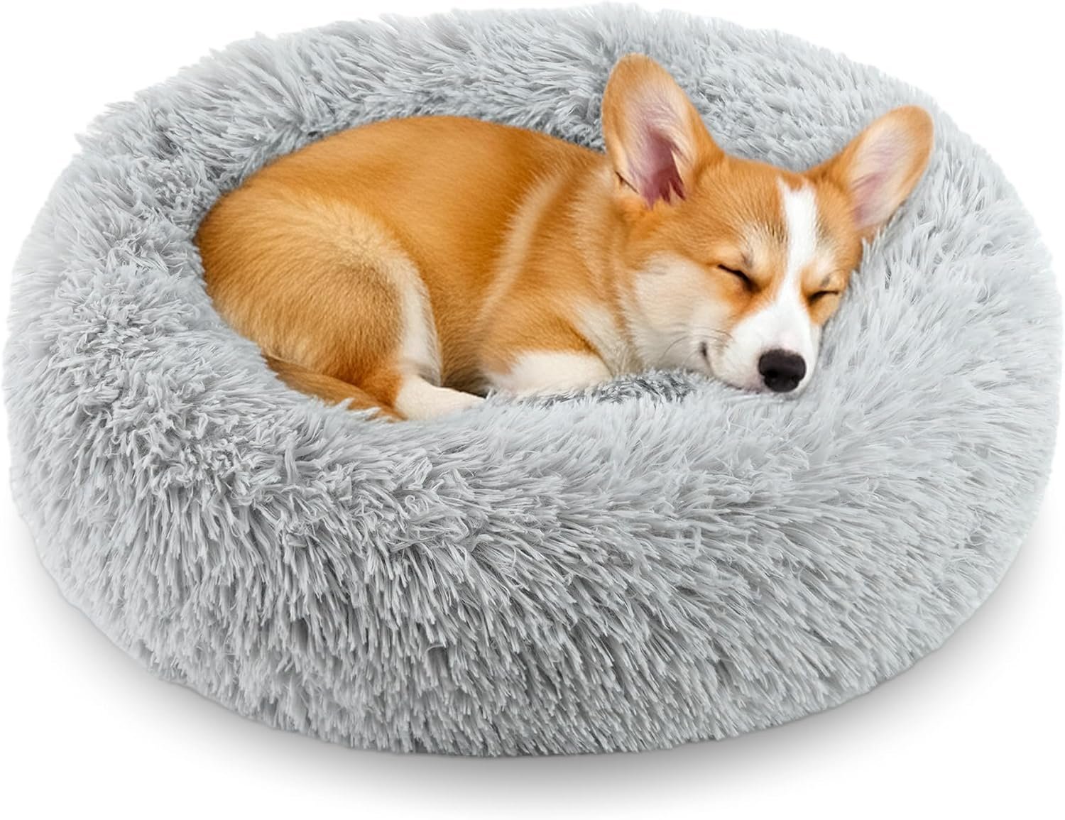 Calming Donut Dog and Cat Bed for Indoor Cats, Anti-Anxiety Round Fluffy Soft Washable Small Pet Bed for Puppy and Kitten, Warming Comfortable Luxury Anti-Slip Waterproof Mute Base 20in Gray Calming Donut Dog and Cat Bed for Indoor Cats, Anti-Anxiety Round Fluffy Soft Washable Small Pet Bed for Puppy and Kitten, Warming Comfortable Luxury Anti-Slip Waterproof Mute Base 20in Gray