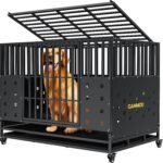 Cammoo 48” Heavy Duty Dog Crate/Kennel for Large Dogs Indoor, Black