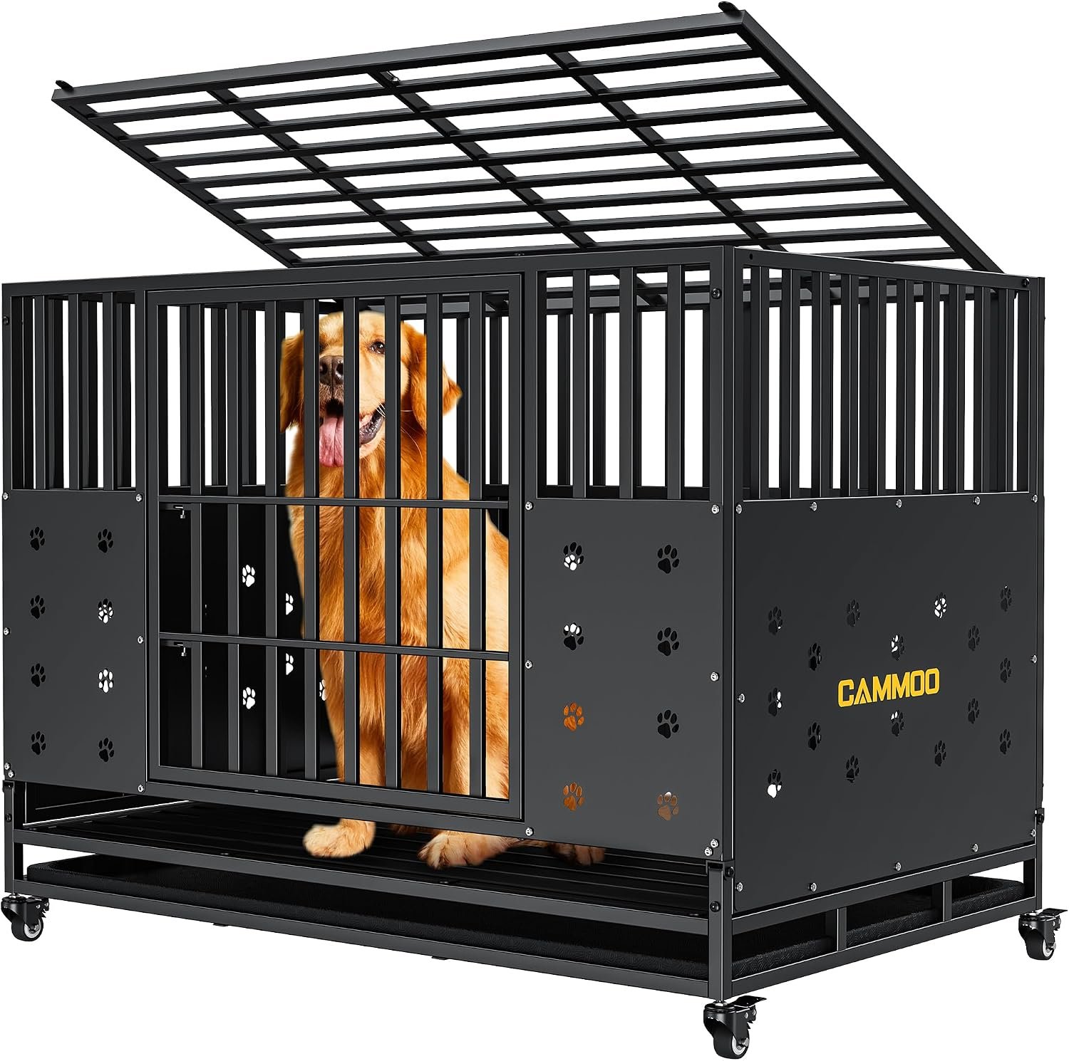 Cammoo 48” Heavy Duty Dog Crate/Kennel for Large Dogs Indoor, Black Cammoo 48” Heavy Duty Dog Crate/Kennel for Large Dogs Indoor, Black