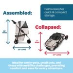 Carlson Pet Products Stroller, Includes 360 Degree Front Wheel Swivel, Rear Wheel Breaks, Reflective Trim, Mesh Panels, Umbrella and Mesh Canopy, Khaki - Image 2