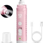 Casfuy Dog Nail Grinder with 2 LED Light for Large Medium Small Dogs – 3X More Powerful 2-Speed Electric Pet Nail Trimmer Rechargeable Quiet Painless Paws Grooming & Smoothing Tool