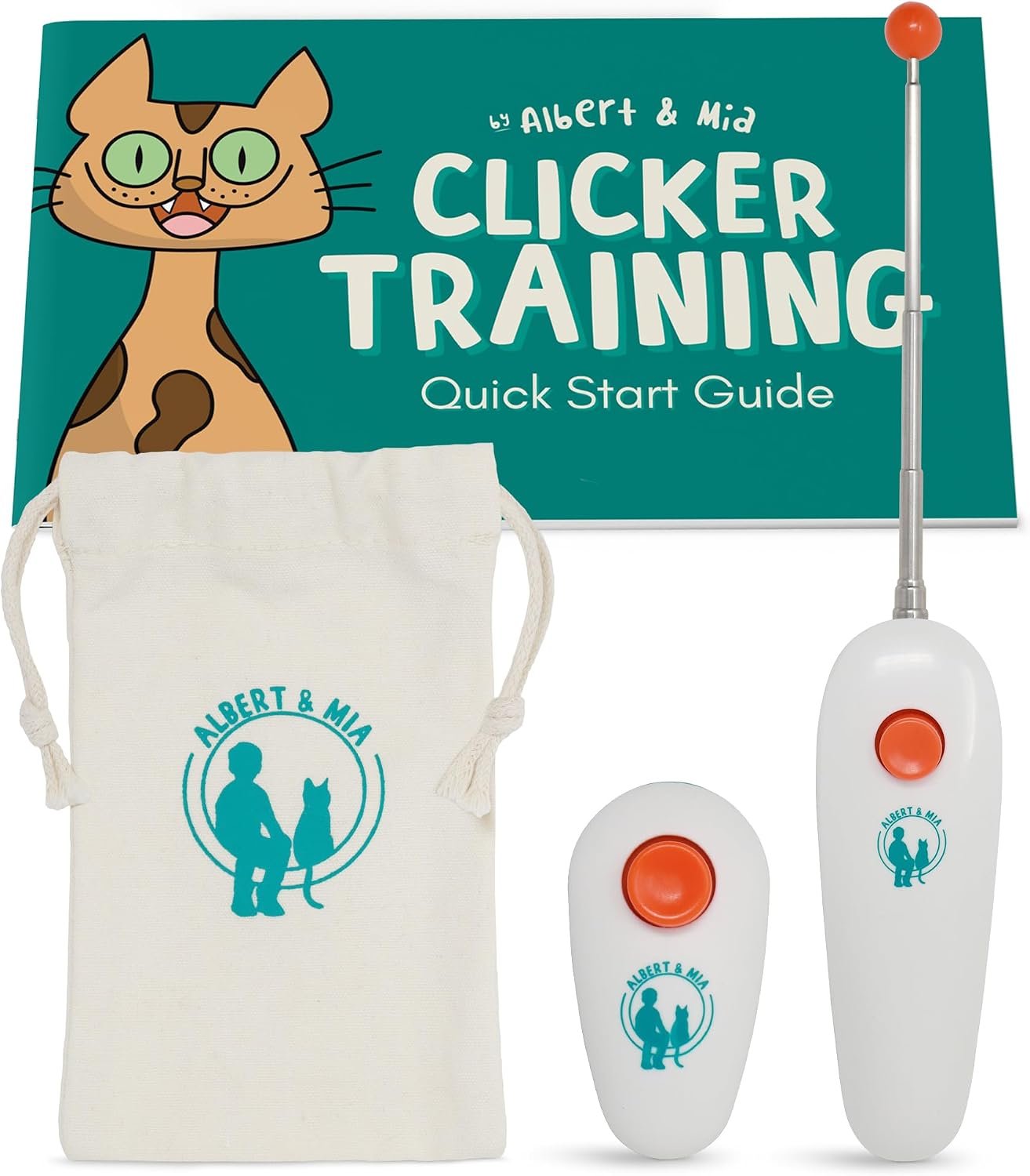 Cat Training Kit Quiet Clicker + Target Stick + Pouch + Guide Cat Training Kit Quiet Clicker + Target Stick + Pouch + Guide