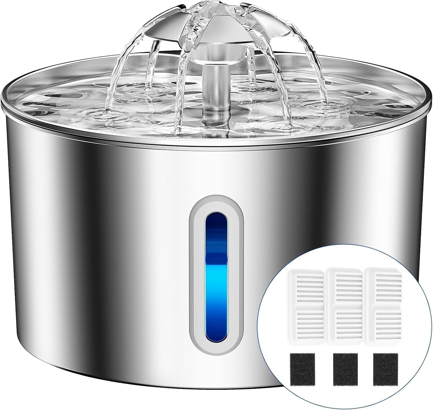 Cat Water Fountain Stainless Steel – 74oz/2.2L Automatic Large Pet Watering Bowl Dispenser for Indoor Dogs – Drinking Fountains with 3 Filter, Gifts for Cats and Kitty – Dog Waterer Bowls No Spill Cat Water Fountain Stainless Steel – 74oz/2.2L Automatic Large Pet Watering Bowl Dispenser for Indoor Dogs – Drinking Fountains with 3 Filter, Gifts for Cats and Kitty – Dog Waterer Bowls No Spill