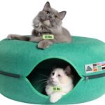 Cattasaurus 4-in-1 Peekaboo Cat Cave, Donut Tunnel, Self Warming Bed & Cat-Friendly Scratcher – Original Innovation, High-Density Felt, Extra Large for Multiple Cats up to 30-45 lbs, 12 Color Choices
