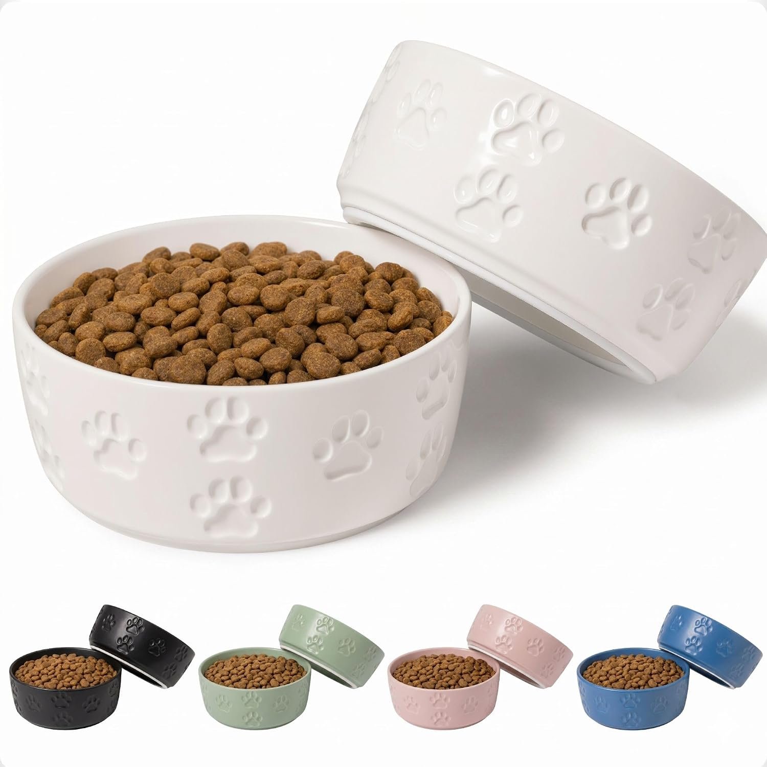 Ceramic Dog Bowl Set of 2 with Anti-Skid Base, 5.5″W x 2″H, 2 Cup Capacity Ceramic Dog Bowl Set of 2 with Anti-Skid Base, 5.5″W x 2″H, 2 Cup Capacity