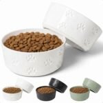 Ceramic Dog Bowl Set of 2 with Anti-Skid Base 7.5″ W x 3″ H, 6 Cup Capacity