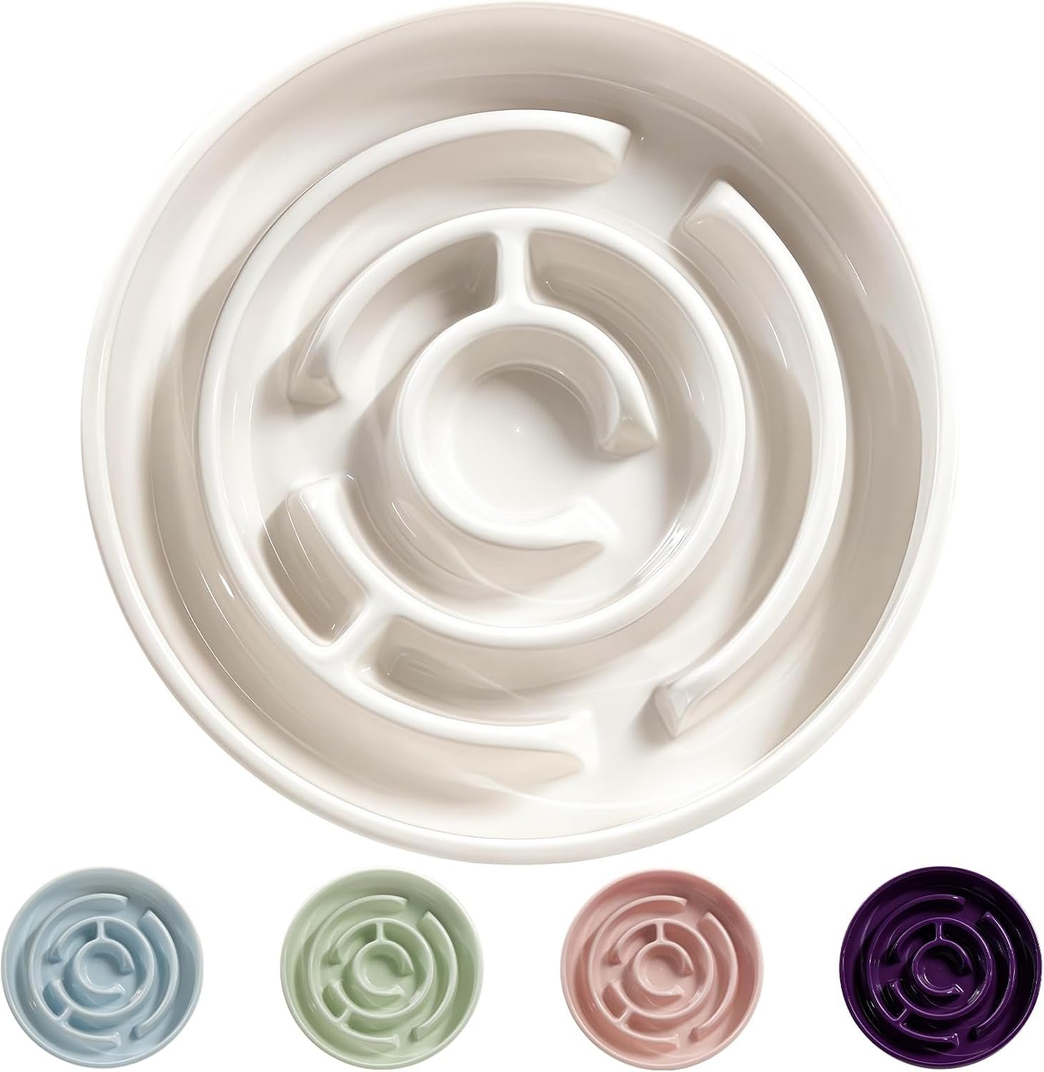 Ceramic Slow Feeder Dog Bowl,1.5 Cups Pet Slow Feeder for Small and Medium Breed,Puzzle Dog Food Dish,Anti-Gulping,Stop Bloat,Preventing Choking(White) Ceramic Slow Feeder Dog Bowl,1.5 Cups Pet Slow Feeder for Small and Medium Breed,Puzzle Dog Food Dish,Anti-Gulping,Stop Bloat,Preventing Choking(White)