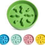 Ceramic Slow Feeder Dog Bowls Small Breed, 0.5 Cups Dog Food Dish for Fast Eaters, Puzzle Bowl for Small Dogs and Cats, 5.5 Inch-Green