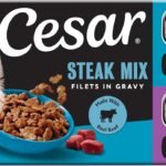 Cesar Filets in Gravy Wet Dog Food, Steak Mix Variety, 3.5 oz, 12 Count