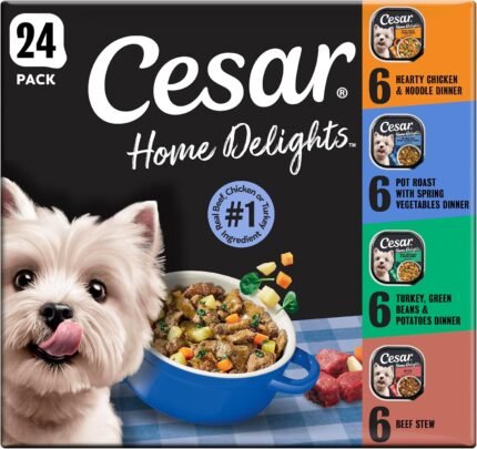 Cesar Home Delights Wet Dog Food, Dinner and Stew Variety, 3.5 oz, 24 Count