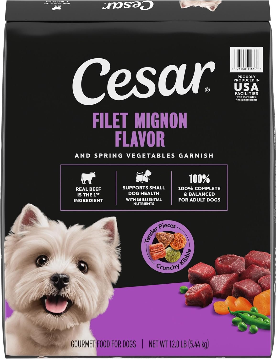 Cesar Small Breed Dry Dog Food, Filet Mignon & Spring Vegetables, 12 lb Cesar Small Breed Dry Dog Food, Filet Mignon & Spring Vegetables, 12 lb