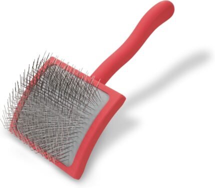 Chris Christensen Big G Dog Slicker Brush for Dogs (Goldendoodles, Labradoodles, Poodles), Groom Like a Professional, Fluff Detangle Style, Saves Time Energy, Coral, Large