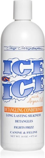 Chris Christensen Ice on Ice Detangling Dog Conditioner, Groom Like a Professional, Dematts, Moisturizes, Creates Long Lasting Silkiness, All Coat Types, Made in USA, 16oz