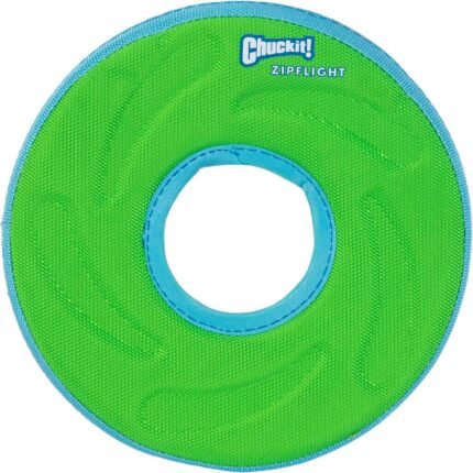 Chuckit! Amphibious ZipFlight Floating and Flying Disc Dog Toy, Medium (8.5″), Assorted Colors (Orange And Blue/Green and Blue)