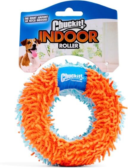 Chuckit! Indoor Fetch Roller Dog Toy, 4.75 Inch, Orange and Blue