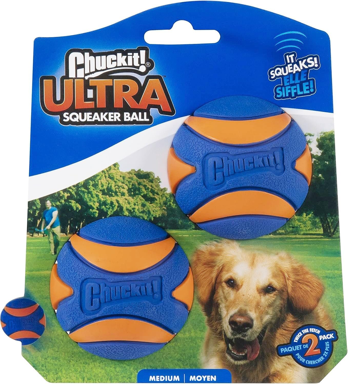 Chuckit! Ultra Squeaker Dog Balls, Floating, Medium 2.5-in, 2-Pack Chuckit! Ultra Squeaker Dog Balls, Floating, Medium 2.5-in, 2-Pack