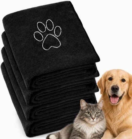 Chumia 4 Pcs Dog Towels for Drying, 30 x 50 Inch, Black