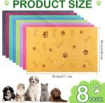 Chumia 8 Pcs Dog Towel for Drying, 18 x 28 Inch, Dog Paw and Bone, Colorful - Image 2