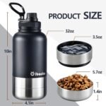 Cibaabo Insulated Dog Water Bottle 32oz Keep Water Cool with 2 Bowls - Image 2
