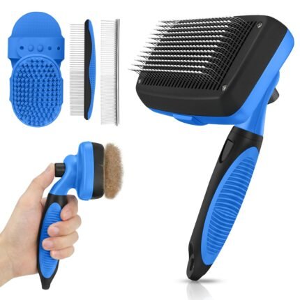 Cleaning Shedding Brush – Professional Pet Grooming Kit Skin Friendly Grooming Tool for Dogs, Cats, and Puppies, Deshedding and Hair Removal for Long/Short Haired Pets, Blue
