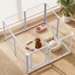 Clear Acrylic Dog Play Pen Indoor (White, 23.6H, 8)