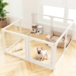 Clear Acrylic Dog Play Pen Indoors,24″ Puppy Playpen(8 planels)