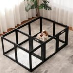 Clear Acrylic Dog Playpen Indoor Pet Pen, 24″ H, Black, 12 Panels