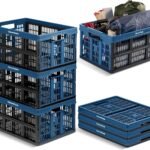 CleverMade Collapsible Utility Crates For Storage, 45L 3 Pack, Ocean