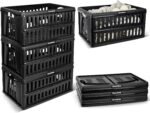 CleverMade Collapsible Utility Crates For Storage, 60L 3 Pack, Obsidian