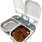 Closer Pets 2-Meal Automatic Feeder, 400g Per Bowl, Wet & Dry Food, White