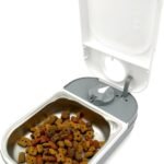 Closer Pets C100 Single Meal Timer-Controlled Automatic Pet Feeder – for Cats and Small Dogs, Wet or Dry Food with Stainless Steel Bowl Insert, up to 400 g, White