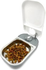 Closer Pets C100 Single Meal Timer-Controlled Automatic Pet Feeder - for Cats and Small Dogs, Wet or Dry Food with Stainless Steel Bowl Insert, up to 400 g, White