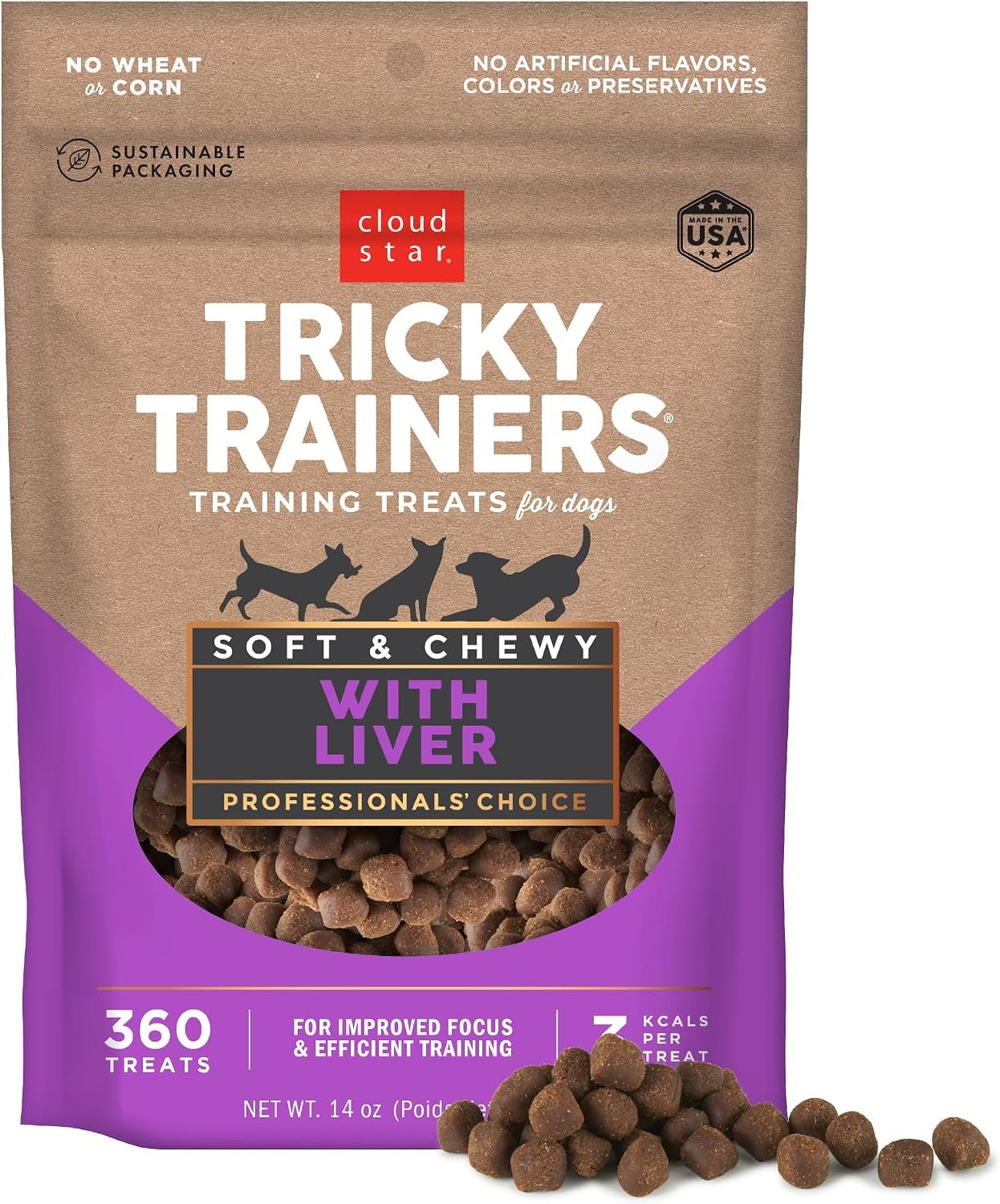 Cloud Star Tricky Trainers Soft & Chewy Dog Treats, Liver, 14 oz Bag Cloud Star Tricky Trainers Soft & Chewy Dog Treats, Liver, 14 oz Bag