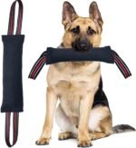 Clysoru Tug Toy for Dogs Tug of War Dog Toy with 2 Strong Red Band Handles Lasting Training Equipment Puppy to Large Dogs Interactive Toy Best for Tug of War Pull Indestructible Rope Toys (Dark)