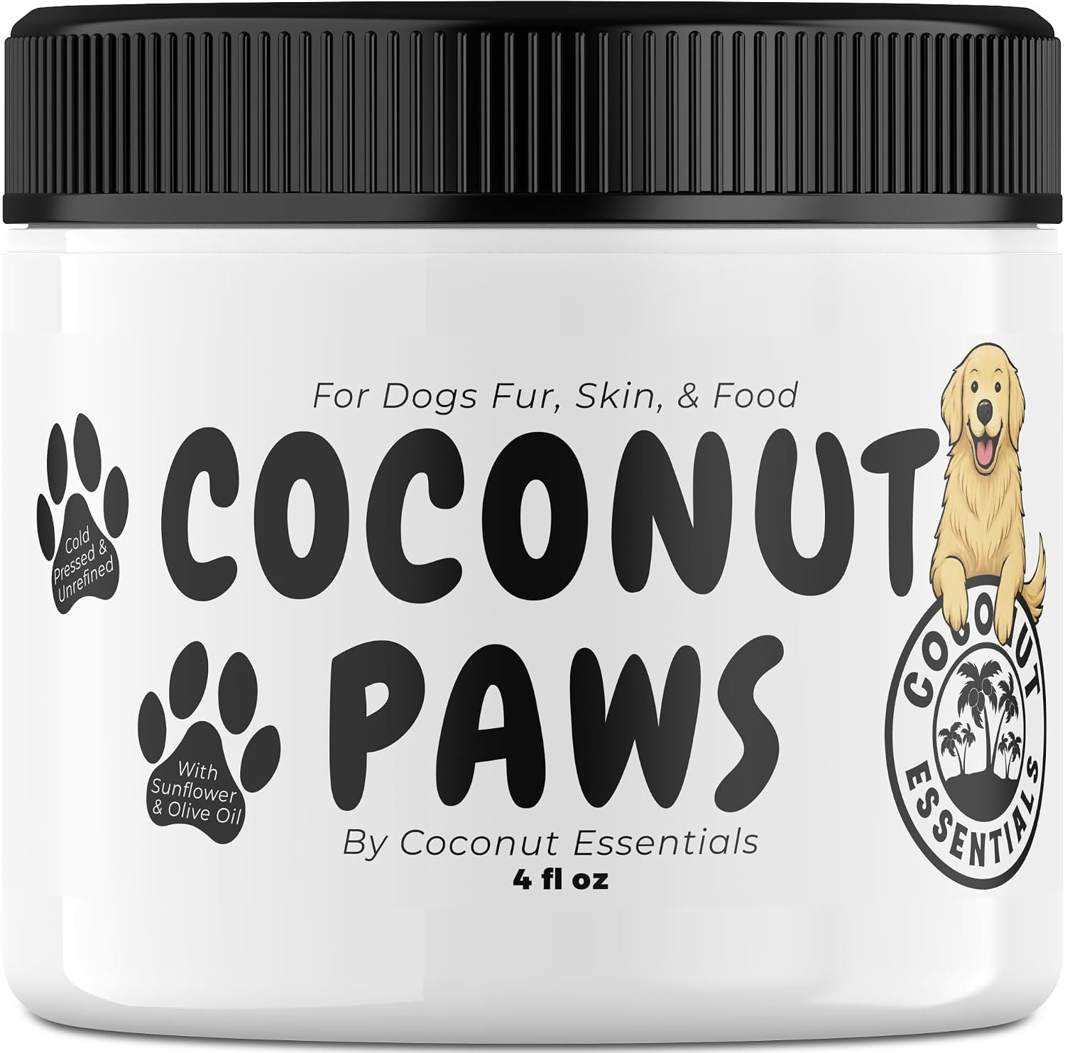 Coconut Essentials Coconut Paws – Dog Skin and Coat, Itching Relief, Hot Spot Treatment, Hair Loss, Cracked Paws, Elbows, Dry Nose | w/Organic Coconut Oil, Olive & Sunflower Oils | Vet Recommended 4oz Coconut Essentials Coconut Paws – Dog Skin and Coat, Itching Relief, Hot Spot Treatment, Hair Loss, Cracked Paws, Elbows, Dry Nose | w/Organic Coconut Oil, Olive & Sunflower Oils | Vet Recommended 4oz