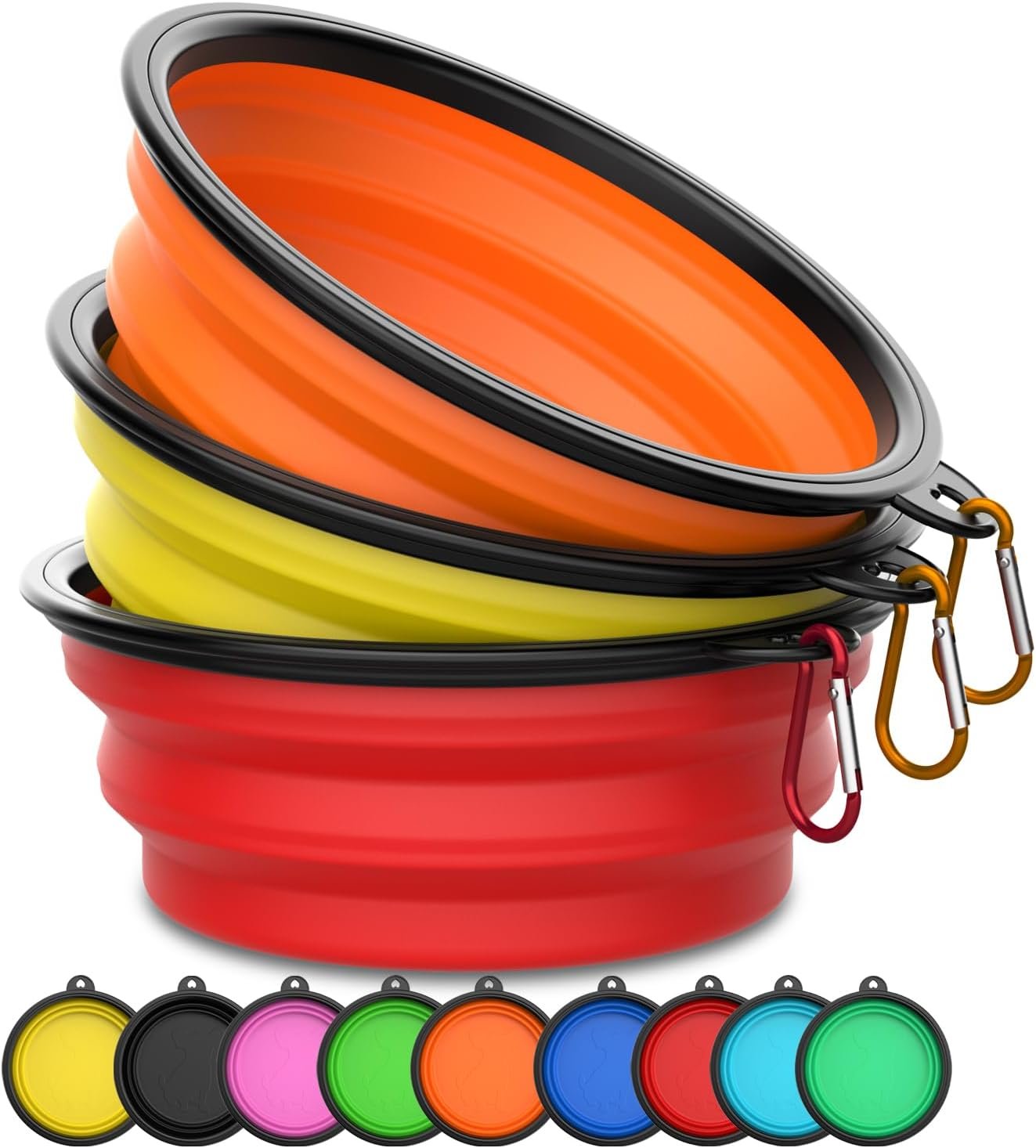 Collapsible Dog Bowl 3 PCS 20 oz Travel Pet Bowl with Carabiner Clip Collapsible Dog Bowl 3 PCS 20 oz Travel Pet Bowl with Carabiner Clip