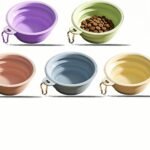 Collapsible Dog Bowl 5 Pack, Silicone Travel Pet Bowl with Carabiner