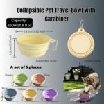 Collapsible Dog Bowl 5 Pack, Silicone Travel Pet Bowl with Carabiner - Image 2