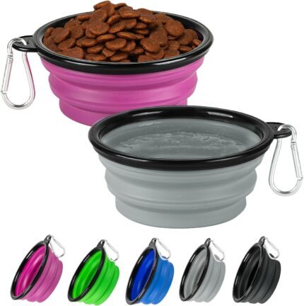 Collapsible Dog Bowl for Travel,2-Pack 12oz Pet Portable Water Food Bowls