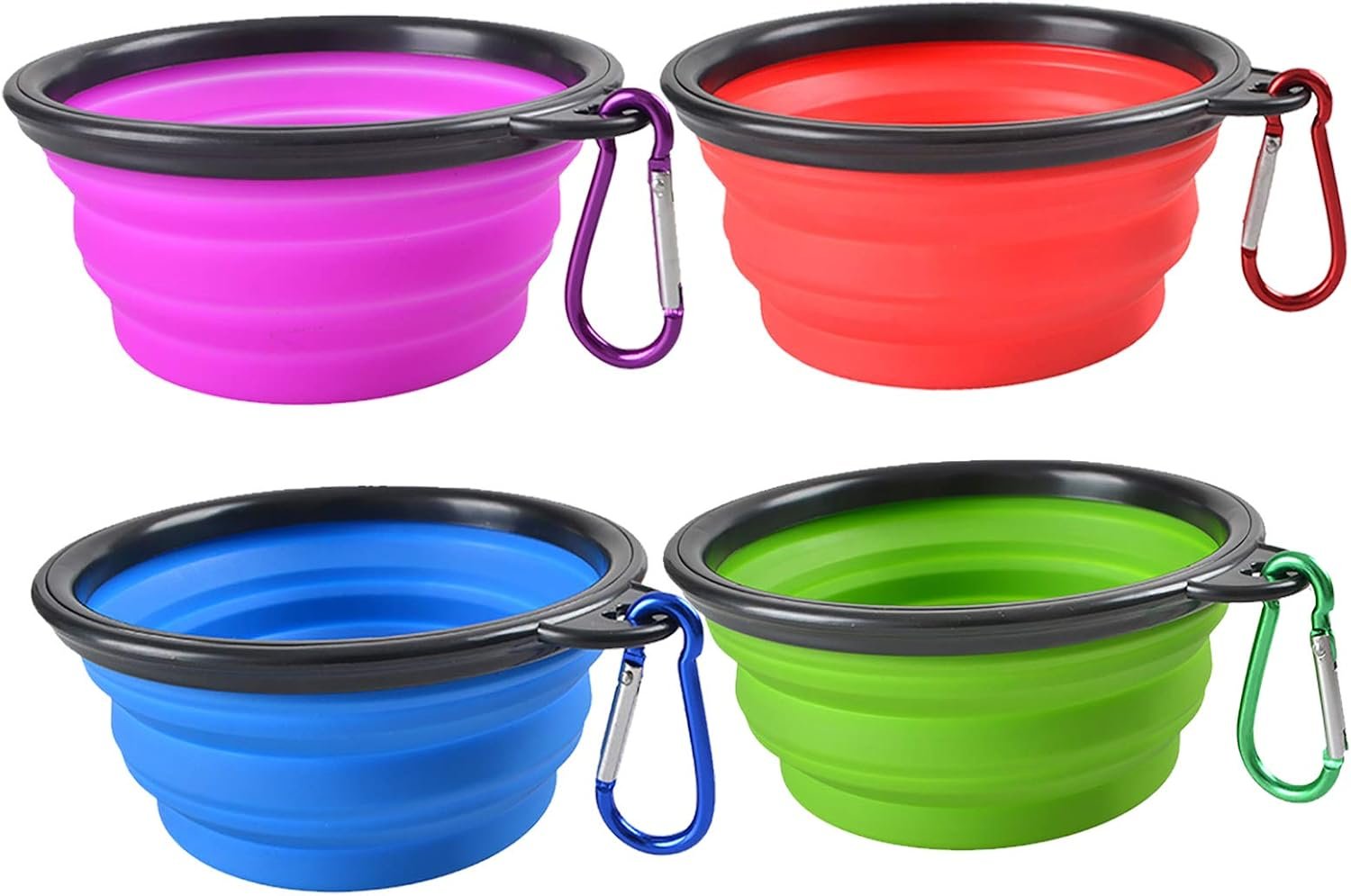 Collapsible Dog Bowls – 4 Pack, Portable Travel Water and Food Bowl with Carabiner Clip for Dogs and Cats – Ideal for Walking, Traveling, and Hiking Collapsible Dog Bowls – 4 Pack, Portable Travel Water and Food Bowl with Carabiner Clip for Dogs and Cats – Ideal for Walking, Traveling, and Hiking