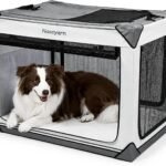 Collapsible Dog Crate for Large Dogs 36 Inch, Portable Travel Soft Dog Kennel with 4-Door Mesh, Large Pet Crate Carrier Indoor & Outdoor, Grey