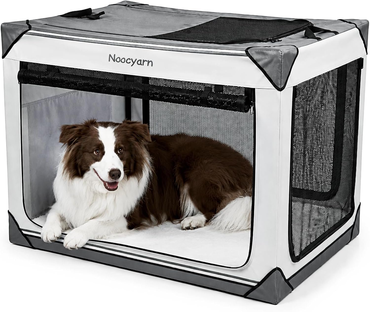 Collapsible Dog Crate for Large Dogs 36 Inch, Portable Travel Soft Dog Kennel with 4-Door Mesh, Large Pet Crate Carrier Indoor & Outdoor, Grey Collapsible Dog Crate for Large Dogs 36 Inch, Portable Travel Soft Dog Kennel with 4-Door Mesh, Large Pet Crate Carrier Indoor & Outdoor, Grey