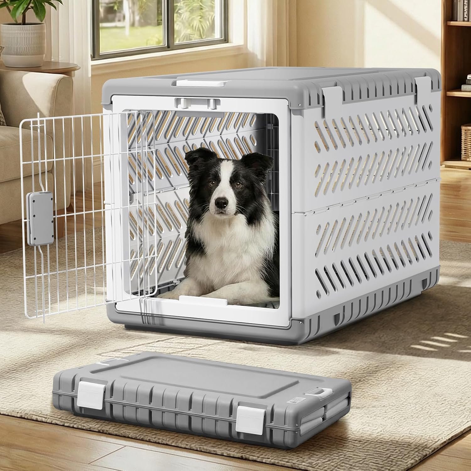Collapsible Dog Crate for Large/Medium Dogs – 36″ L Foldable Dog Cage No-Tool Assembly, Travel Dog Crate with 2 Wheels – Easy to Carry, Space-Saving, Indoor Outdoor Use, 36.4″(L) x22.84(W) 25.8″(H) Collapsible Dog Crate for Large/Medium Dogs – 36″ L Foldable Dog Cage No-Tool Assembly, Travel Dog Crate with 2 Wheels – Easy to Carry, Space-Saving, Indoor Outdoor Use, 36.4″(L) x22.84(W) 25.8″(H)