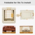 Collapsible Dog Crate for Small/Medium Dogs - 28" L Foldable Dog Cage No-Tool Assembly, Travel Dog Crate with 2 Wheels - Easy to Carry, Space-Saving, Indoor Outdoor Use, Cream, 28”L*18.3”W*20.9”H - Image 2