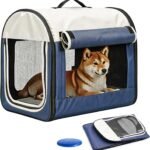 Collapsible Soft Dog Crate for Small Dogs, Portable Travel Kennel, Bule