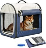Collapsible Soft Dog Crate for Small Dogs, Portable Travel Kennel, Bule