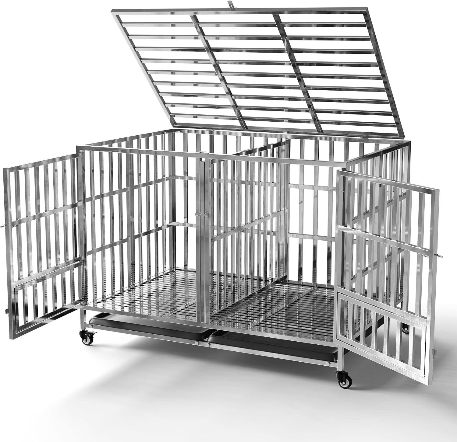 Collapsible Stainless Steel Dog Crate, 48″ Collapsible Stainless Steel Dog Crate, 48″